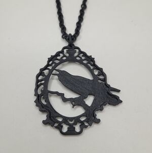 Framed Raven Vintage Necklace Edgar Allen Poe